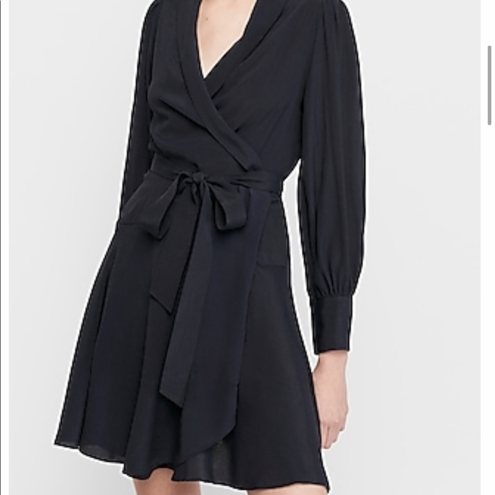 Dark navy blue silky wrap dress!